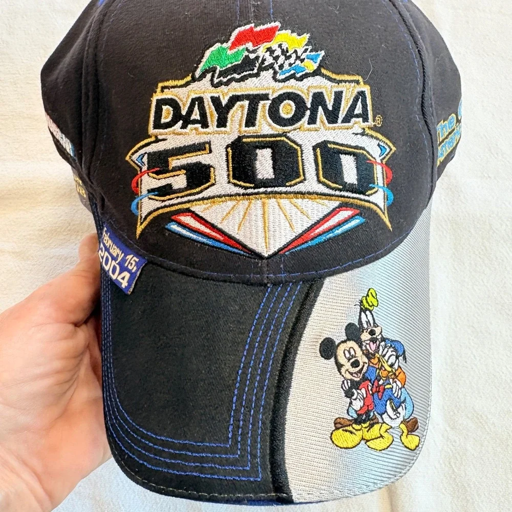 Lot 4 Vtg Daytona 500 Baseball Hats Embroidered Disney Mickey Anniv. '04-08'